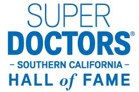 Blue text logo reads: “Super Doctors Southern California Hall of Fame” on a white background.