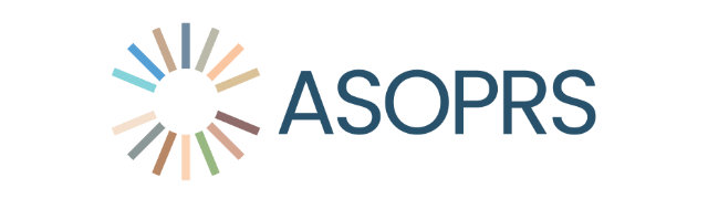 ASOPRS logo with a circular design of colored lines on the left and the acronym “ASOPRS” in blue capital letters on the right.
